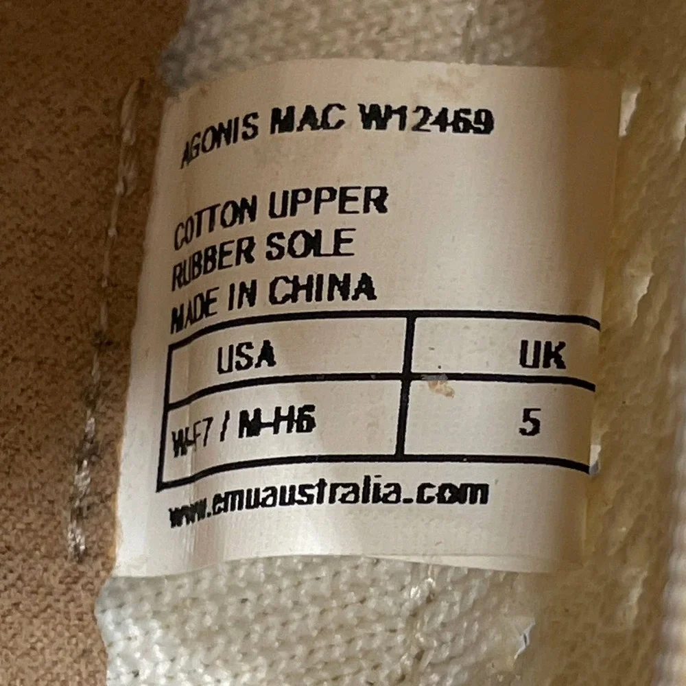 Emu Australia Cream Breathable Agonis Mac Espadrille Cotton Shoe Womens Sz US‎ 7